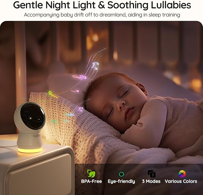 BOIFUN 5.5" AI 4MP Split Screen Baby Monitor with 2 Cameras Pro Max: App (Wi-Fi) and Screen (No Wi-Fi) Control, Upgrade AI Detection (Tummy Sleeping & Face Area), Night Light, Motion & Sound Detection