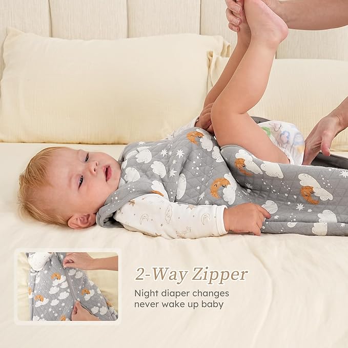 Looxii Baby Sleep Sack 6-12 Months 2.5 TOG Baby Wearable Blanket, Cotton Quilted Infant Toddler Sleeping Bag 2-Way Zipper Warm Toddler Sleep Sack for Winter