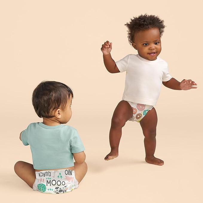 The Honest Company Comfort Dry Disposable Diapers for Sensitive Skin, Hypoallergenic, Barnyard Babies + Donut Grow Up, Super Club Box Size 3 (16–28 lbs), 120 Count