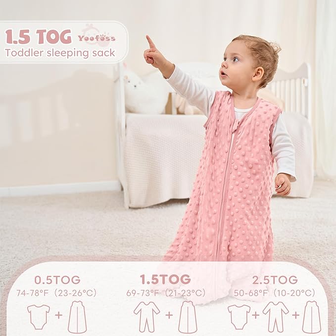 Yoofoss Fleece Baby Sleep Sack 0-6 Months with Plush Dots, TOG 1.5 Baby Wearable Blanket with 2-Way Zipper, Cotton Toddler Sleep Sack Fleece