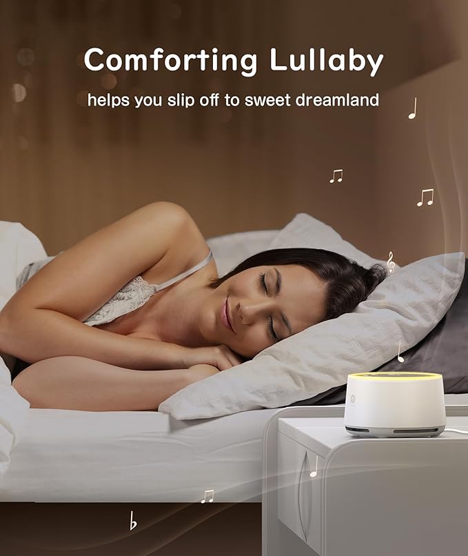 Dreamegg D1 Sound Machine Baby - White Noise Machine for Baby with Night Light, 24 High Fidelity Sounds, Timer & Memory Feature, Noise Machine with Nursery Lamps for Adults, Home, Office (White)
