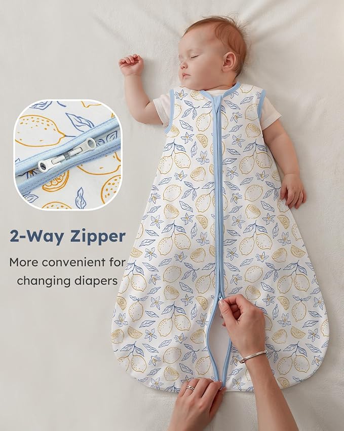 Yoofoss Baby Sleep Sack 12-18 Months Wearable Blanket for Babies 100% Organic Cotton 2-Way Zipper TOG 0.5 Toddler Sleeping Sack 3 Pack, Comfy Lightweight Sleep Sacks
