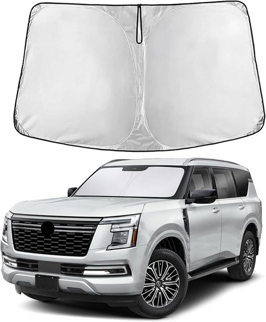 EcoNour Windshield Sun Shade Compatible for Nissan Armada 2017–2025 | Full-Size SUV Front Window Sunshade | Foldable Sun Visor Shield | Blocks UV Rays & Reduces Heat
