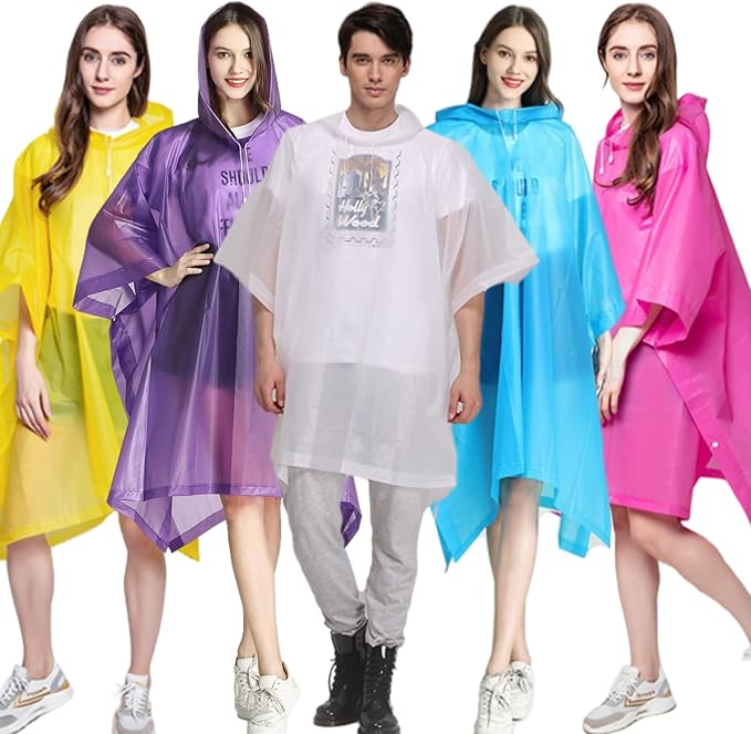 Rain Poncho Raincoats for Adults Reusable - 2-5 Pack EVA Waterproof Rain Coat with Hood, Rain Gear for Women Men