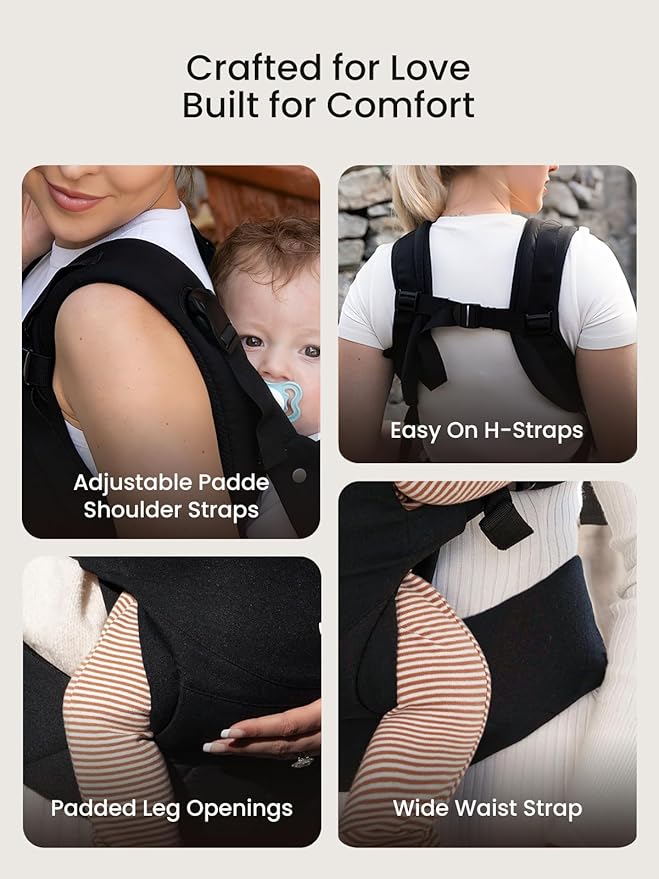 GROWNSY Baby Carrier, One-Click Release Clasp for Easy to Wear, Cozy Wraps Carrier Newborn to Toddler with Head Support(7-44lbs), Ergonomic & Lightweight for Infant to Toddler, Black
