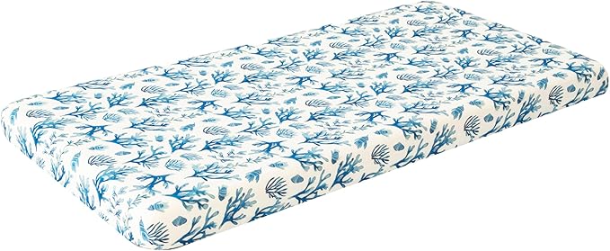 SDIII Ocean Pack N Play Sheets Fitted 2 Pack Stretchy Microfiber Jersey Knit Blue Mini Crib Sheets for Mattress 38x26 Soft Toddler Playard Bedding