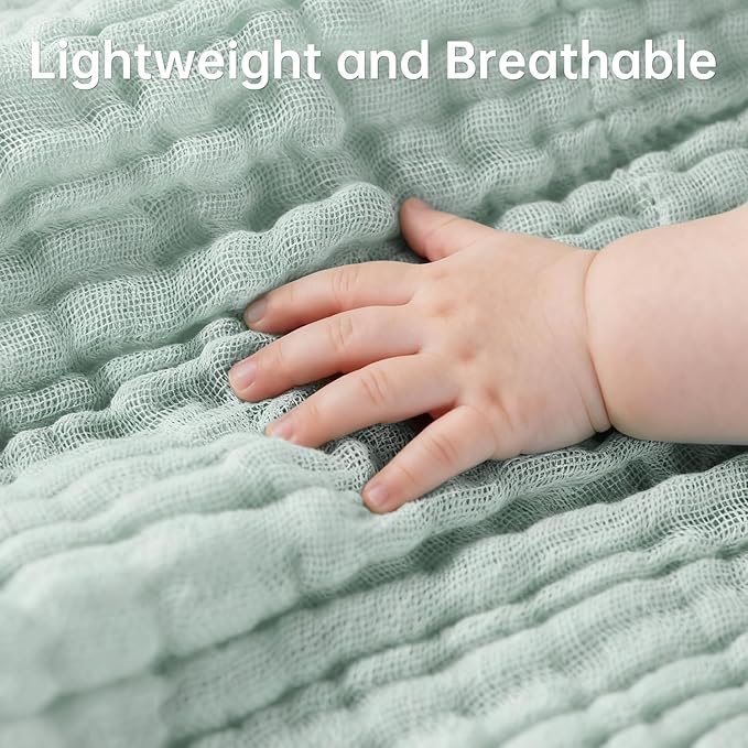 Bear Rocket Organic Muslin Baby Washcloths 6 Pack Baby Bath Face Towel 12x12 Inch Extra Absorbent and Soft Burp Cloth and Wash Cloths for Newborn-Infants On Sensitive Skin (White Blue Green)