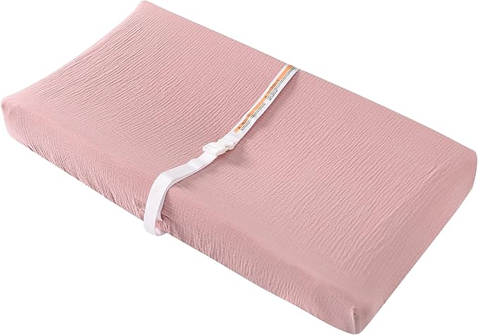Changing Pad Cover for Baby Girls Boys - 100% Organic Cotton Muslin Changing Pad Sheets with Secure 360° Elastic Fit, Ultra-Soft for Delicate Skin, 2 Pack