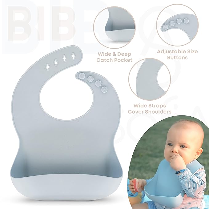 SofiAl All In One Silicone Feeding Set - Safe for 6-12 Months - Non-Toxic Baby Led Weaning Supplies - Toddler Self Feeding Utensils - BPA-Free - Mess Free Essentials