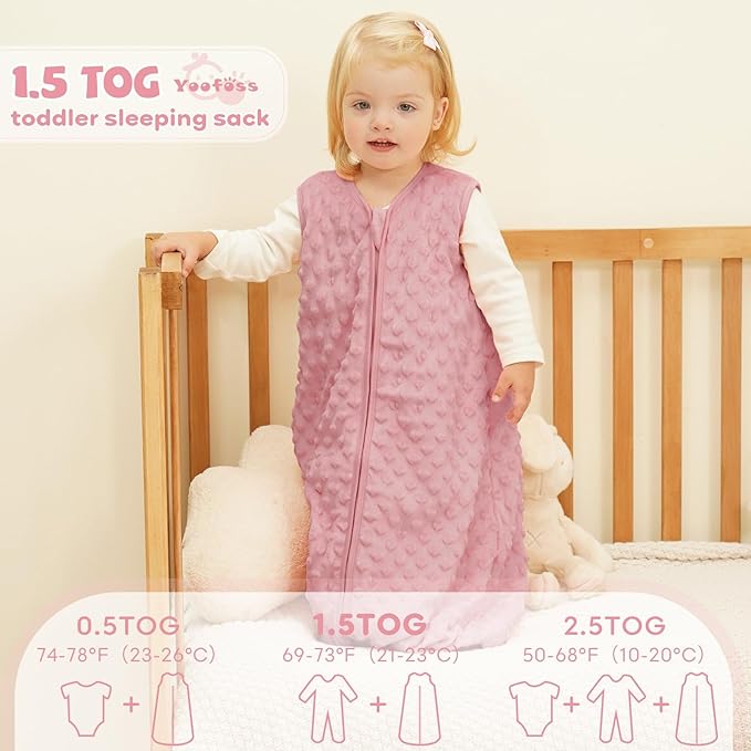 Yoofoss Fleece Baby Sleep Sack 0-6 Months with Plush Dots, TOG 1.5 Baby Wearable Blanket with 2-Way Zipper, Cotton Toddler Sleep Sack Fleece