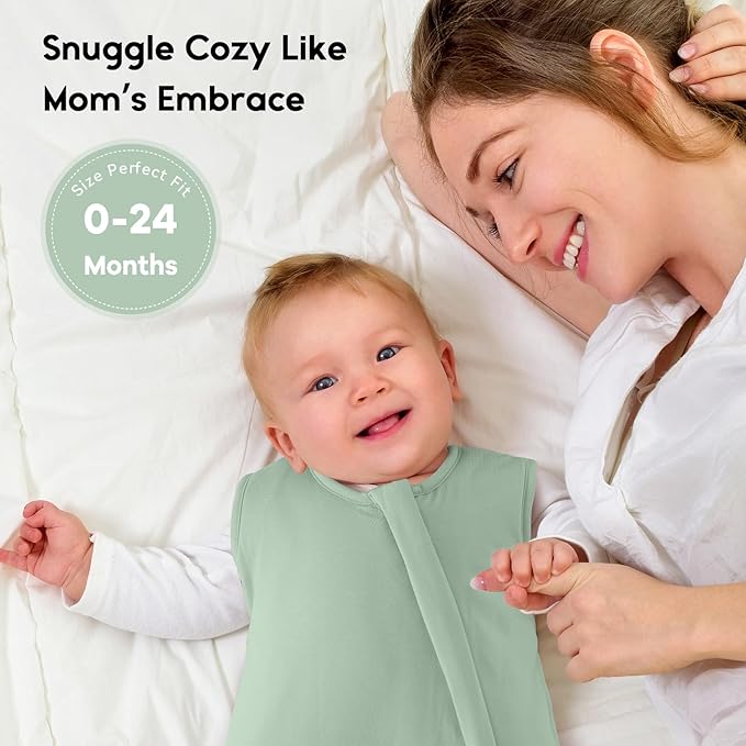 Yoofoss Rayon Made from Bamboo Baby Sleep Sack 0-6 Months 1.0 Tog Baby Wearable Blanket, Super Soft Infant Toddler Sleeping Sack 2-Way Zipper