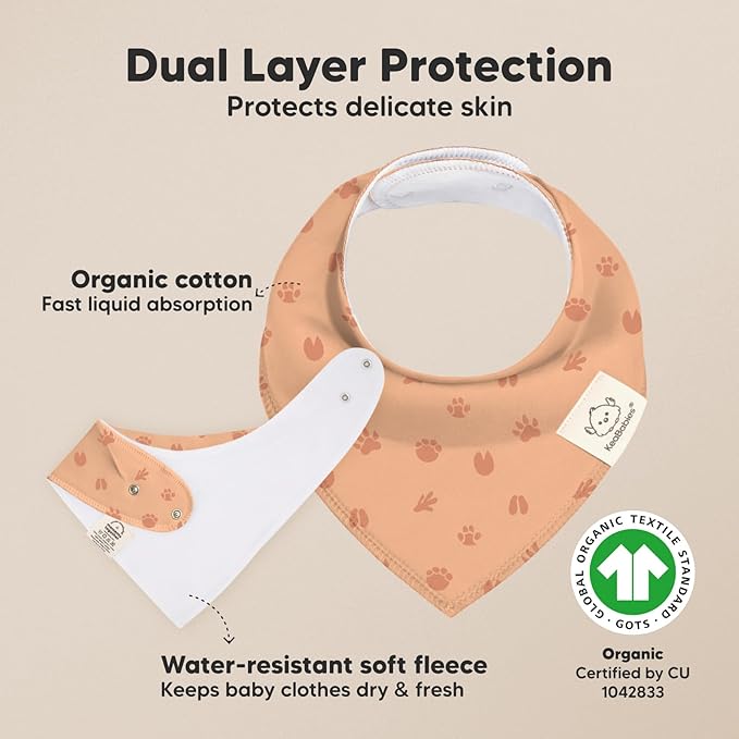 KeaBabies 8-Pack Organic Baby Bandana Bibs for Boys, Girls - Super Absorbent Triangle Baby Bibs for Drooling and Teething Infant, 100% Cotton Extra Soft for Newborn, Infant 0-36 Months (Wilderness)