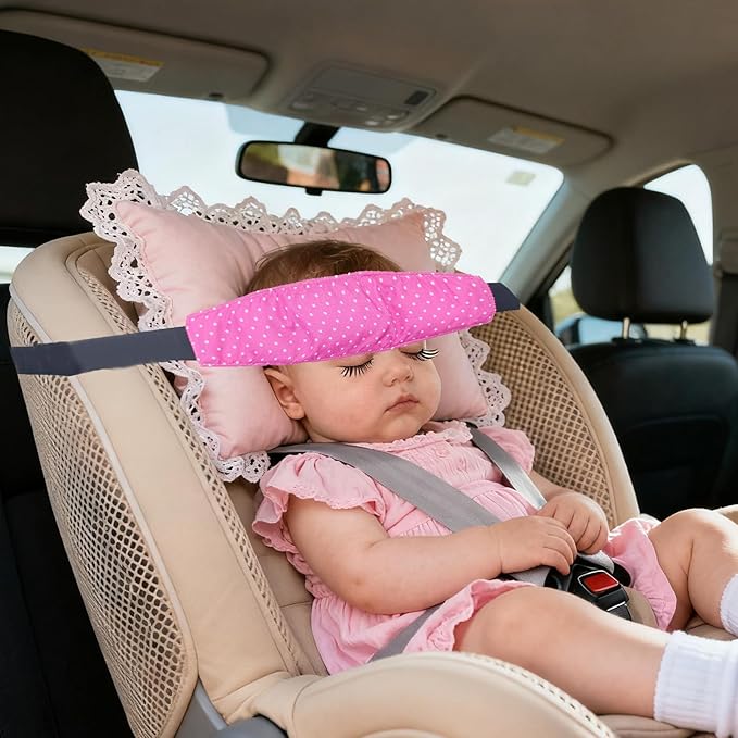 3 PCS Head Support for Stroller and Car Seat Adjustable Headband Strap and Pillow for Comfortable Sleeping and Travel for Toddlers Kids and Infants(Pink Blue Yellow)