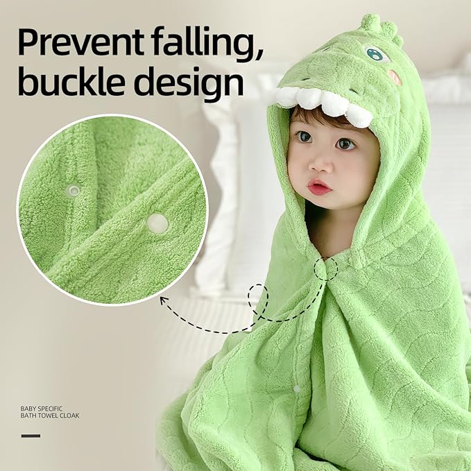Toddler Hooded Bath Towel 31X47 Unisex Baby Bath Towels Absorbent Soft Boys Girls Bath Towel 2-Pack Bathrobe Kids Shower Towel Set Gift for Babies, Infant, Newborn Essential (Green + Blue)