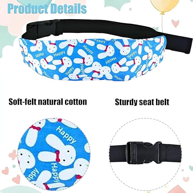 2 Pcs Baby Head Support for Car Seat, Carseat Head Support for Infant Toddler Kids Children Stroller Seat Neck Relief Head Band Sleeping Traveling (Rabbits and Elephants)