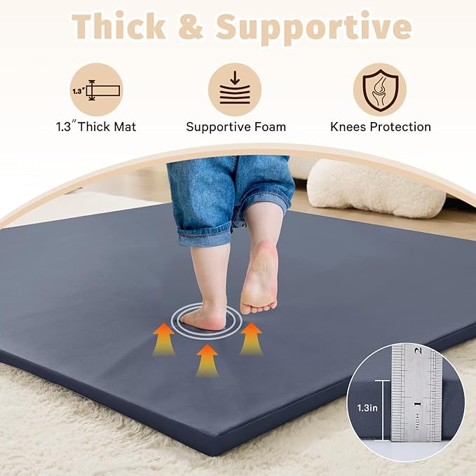 Waterproof Baby Play Mat for Floor 1.3" Thick Memory Foam 71 * 79 Cushion Playpen Playmat Tummy Time Crawling Mat Nursery Rug Pad Mattress Create Soft & Safe Area for Infants,Toddler,Kids,Navy