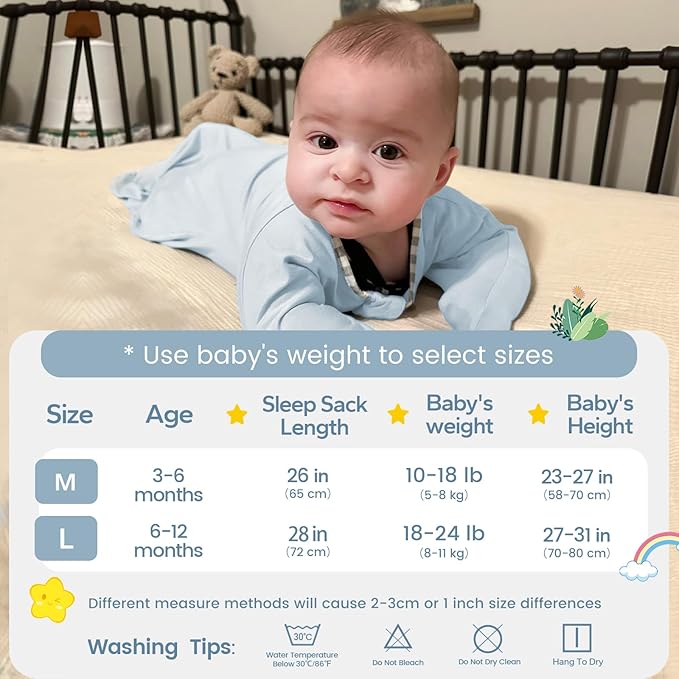 ZIGJOY Shark-Fin Transitional Swaddle for Newborn - 0.5 Tog Rayon Made from Bamboo Transition Swaddle Sleep Sack 6-12 Months Baby Arms Up Swaddle Blanket with 2-Way Zipper, Green&Blue