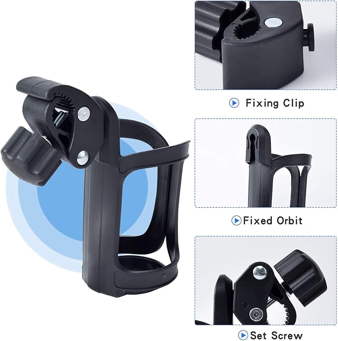 Universal Stroller Cup Holder, Upgrade Cup Holder for Walker, Attachable Bike Water Bottle Holder, Drink Holder Attachment for Wheelchair, Motorcycle, Scooter, Bicycle, Rolling Walker, Trolley