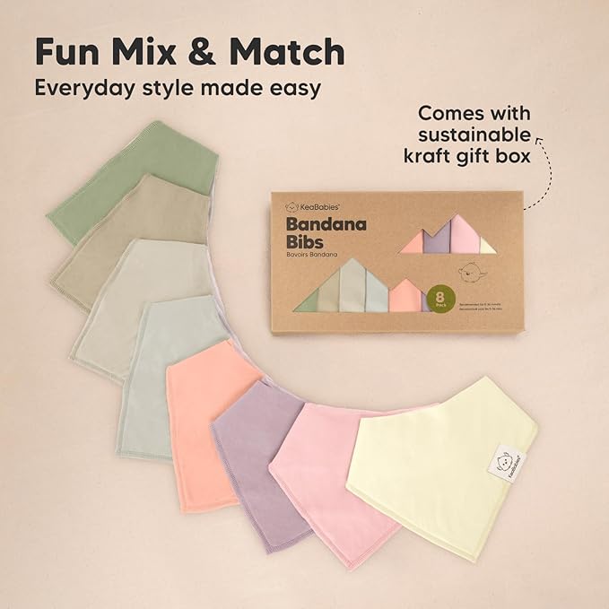 KeaBabies 8-Pack Organic Baby Bandana Bibs for Girls - Super Absorbent Triangle Baby Bibs for Drooling and Teething Infant, 100% Cotton Extra Soft for Newborn, Infant 0-36 Months (Fleur)