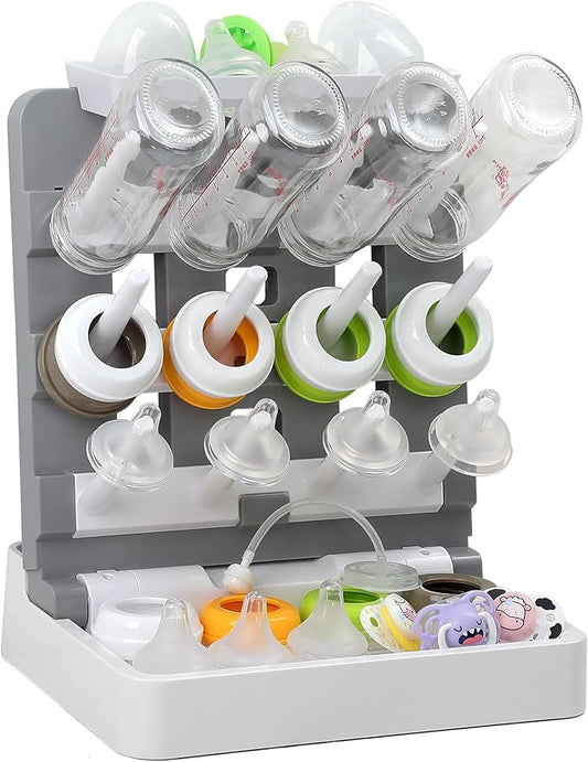 Venuekkuri Baby Bottle Drying Rack, Vertical Standing Bottle Dryer Rack Holder-Space Saving Baby Bottle Drying Rack for Countertop-Holds Up to 12 Baby Bottles & Cup