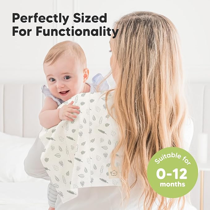 Organic Burp Cloths Baby Boy, Girl - 6-Pack Large 100% Cotton Burping Cloths for Babies, Spit Up Rags, Super Absorbent, Ultra Soft Newborn Rag, Gender Neutral, Machine Washable, Durable (Wilderness)