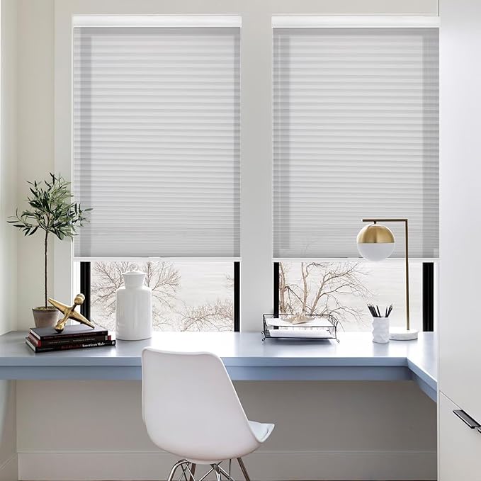MYshade 1.5-Inch Cellular Cordless Light Filtering Shades, Honeycomb Window Blinds for Soft Daylight & Privacy, Thermal Insulation, Child Safe, Inside or Outside Mount (34" W x 72" H, Grey)