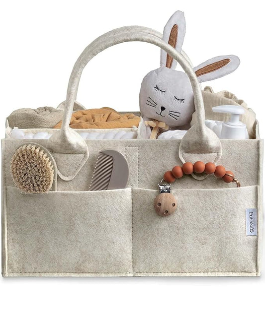 PUTSKA Baby Diaper Caddy Organizer - Nursery Storage Basket for Diaper Station, Baby Basket Shower Gift List and Registry Must-Have, Newborn Essentials, Nursery Decor for Boy or Girl - White, Large