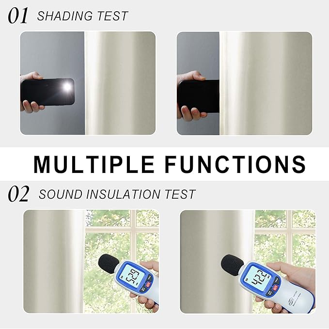 XWZO 100% Blackout Curtains 63 Inches Long with Tiebacks- Heat and Full Light Blocking, Thermal Insulated Window Panels with Grommets for Bedroom/Nursery, Ivory Beige, W42 x L63, Set of 2 Draperies