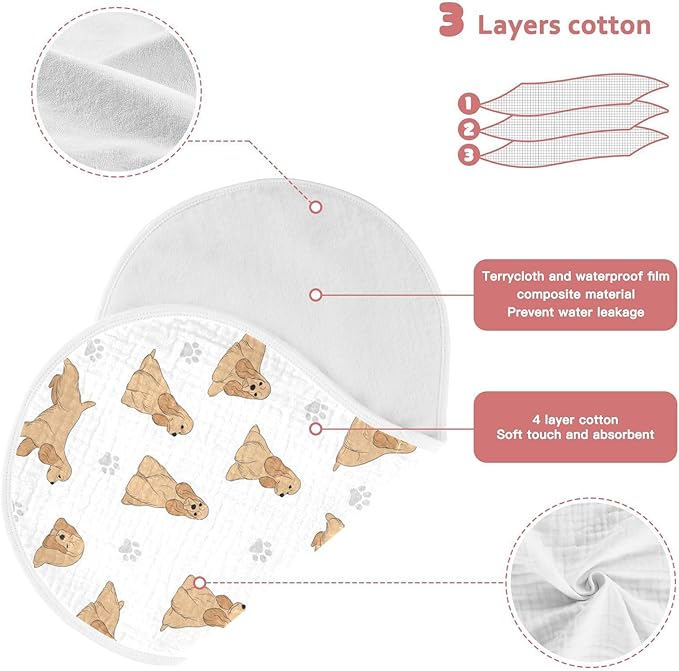 Qinllo 2 Pack Muslin Burp Cloths American Cocker Dog White Cotton Baby Burp Cloths Ultra Absorbent and Soft Spit Up Rags for Newborn Must Haves 22x11 Inch