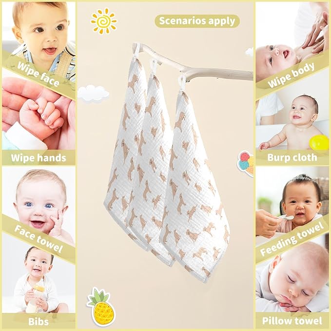 vvfelixl Baby Cotton Washcloths Labrador Retriever Dog Infants Bath Towel for Unisex Face Towels for Newborn, Natural Baby Wipes Delicate Skin, 11.8 X 11.8 inch, one sizex5