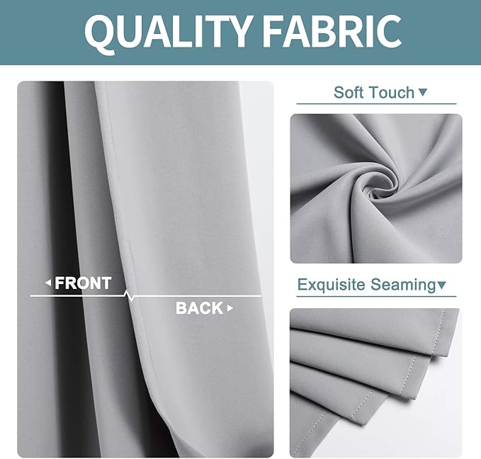 ChrisDowa Small Window Curtains 40 inches Long for Bedroom - Grommet Short Thermal Insulated Room Darkening Curtains for Kitchen (1 Panel, Light Grey, 29 x 40 Inch)