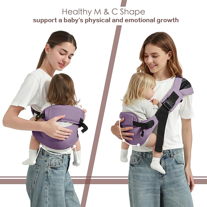 Toddler Sling Carrier, Toddler Carrier Sling, Baby Carriers Hip Carriers with Backrest, Lightweight Travel-Friendly Baby Slings Carriers, Purple