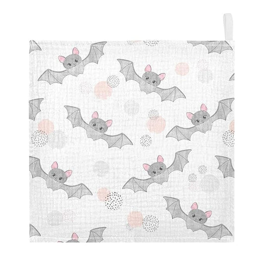 vvfelixl Baby Muslin Washcloths Cute Watercolor Flying Bats Baby Burp Cloths Cotton Baby Face Towel for Newborn Infants Boys Girls Soft and Absorbent 11.8 X 11.8 in, 3 Pack White