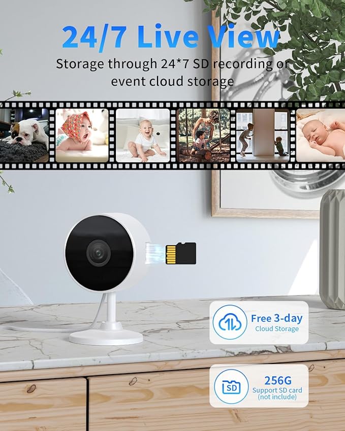 5G/2.4G Cameras for Home Security - 2K Home Cameras Indoor with AI Motion Detection, Night Vision, 2-Way Audio for/Pet/Dog/Cat/Baby Monitor, 24/7 SD Recording with Phone App, 2PCS