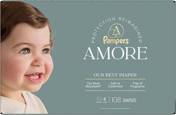 Pampers Amore, Size 4 (15-34 lbs), 108 Count, Our Best Diaper