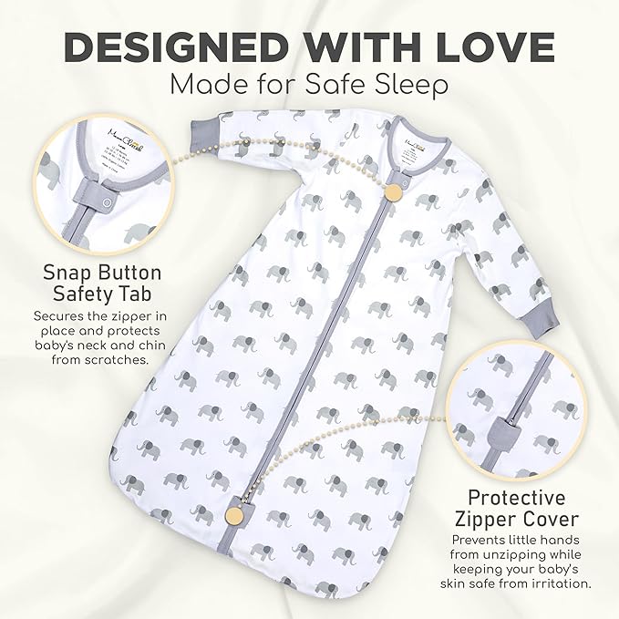 Mama Cheetah Baby Sleep Sack with Sleeves, 0.5 TOG Organic Cotton Wearable Blanket and Two-Way Zipper, Swaddle Transition Long Sleeve Sleeping Bag for Newborn Infant Toddler, 12-18 Months