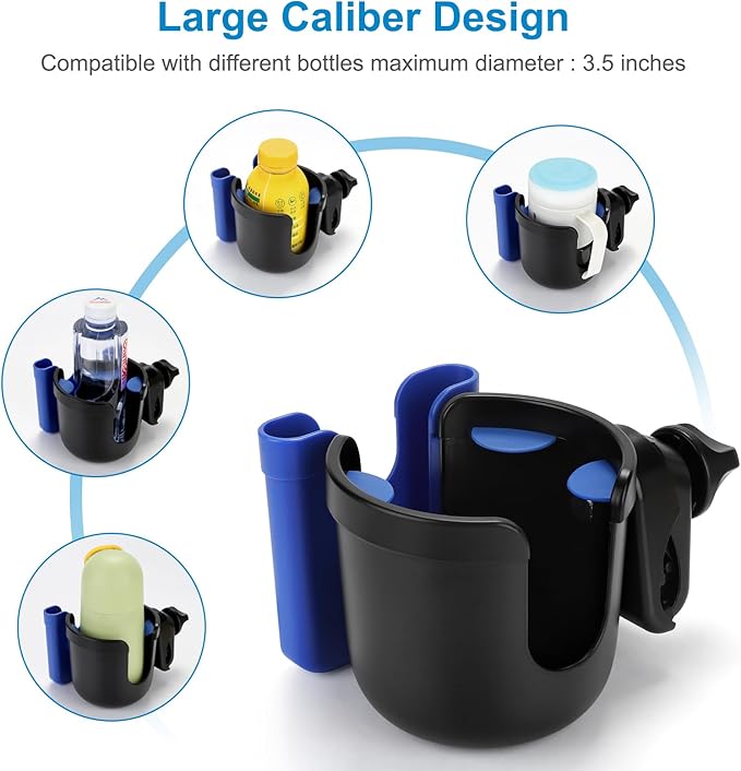 Accmor 2-in-1 Walker Cup Holder with Phone Holder, Wheelchair Cup Holder, Rollator Cup Holder, Cup Phone Holder for Walker, Wheelchair, Rollator, Mobility Scooter