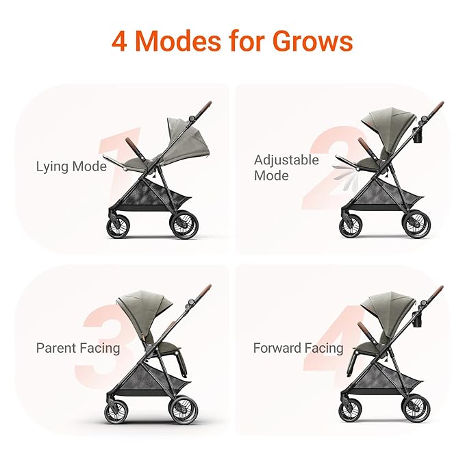 MAMAZING Air Lux Baby Stroller, Carbon Fiber Frame Only 15.8lbs, Compact Fold Toddler Stroller with Reversible All-Season Seat, Included UPF 50+ Canopy, Large Storage Basket, Magnetic Buckle Harness