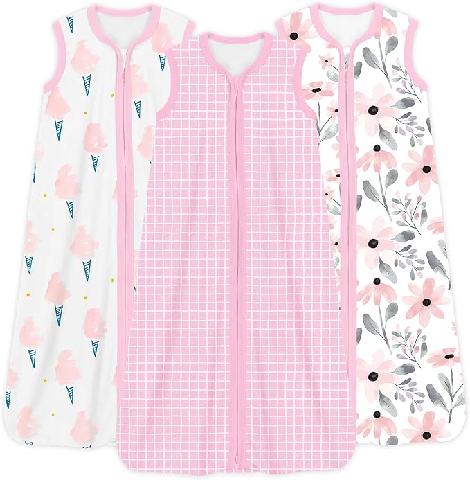 TOTCHILL Baby Sleep Sacks Lightweight, Soft & Breathable 0.5 TOG Wearable Blanket with Zipper, 3-Pack 0-3-6-12-24-4T