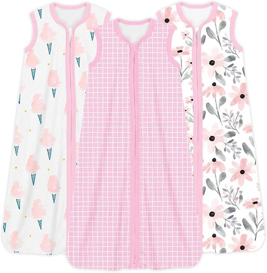 TOTCHILL Baby Sleep Sacks Lightweight, Soft & Breathable 0.5 TOG Wearable Blanket with Zipper, 3-Pack 0-3-6-12-24-4T