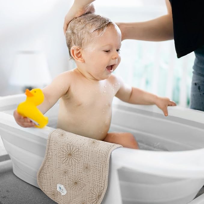lulumoon Muslin Burp Cloths for Babies: 100% Soft Cotton Large Burping Cloths - Neutral Baby Burp Rags for Boy and Girl - Absorbent Burp Cloth for Spit-Ups 4 Pack