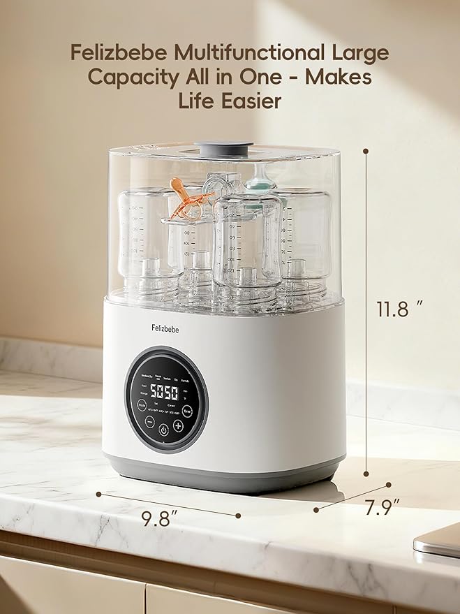 Feilizbebe Electric Steam Baby Bottle Sterilizer and Dryer and Warmer, Bottle Storage Sterile / Bottle Warmer / Heating Food Large Capacity Multifunctional All in One,Touch Screen & Auto-Shut