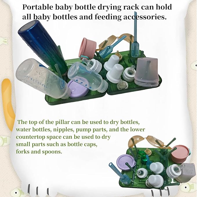 WHNL Travel Bottle Drying Rack Space Saving,Foldable Bottle Drying Rack with 16 Ribs,Portable Baby Bottle Drying Rack for Bottles,Breast Pumps and Other Feeding Accessories,Widely Used Daily Basis