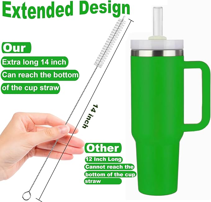 Straw Brush Long 14 Inch, Straws Cleaner Brush of Bristles Diameter 12 mm, Straw Cleaning Brush with Stainless Steel Nylon Bristles for Cleaning Straw on Cup,Stanley, Owala Cup, Water Bottle (6 PCS)