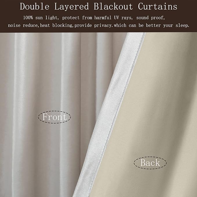 100% Blackout Ivory Off White Velvet Curtains 63 inch Long for Living Room,Set of 2 Panels Liner Rod Pocket Back Tab Thermal Window Drapes Room Darkening Heavy Decorative Curtains for Bedroom
