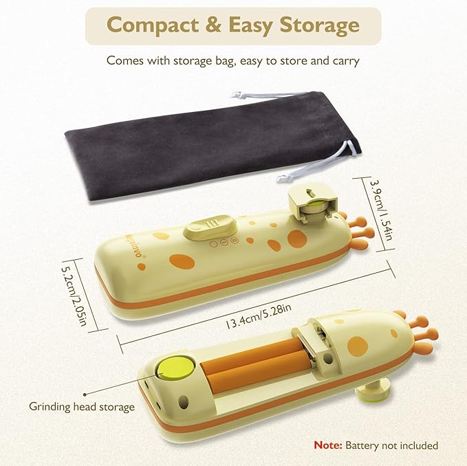 Baby Nail Trimmer Electric Baby Nail File with Light 10 Grinding Heads Safe Quiet Baby Nail Grooming Care Kit for Newborn Infant Toddler Toes Fingernails - Orange