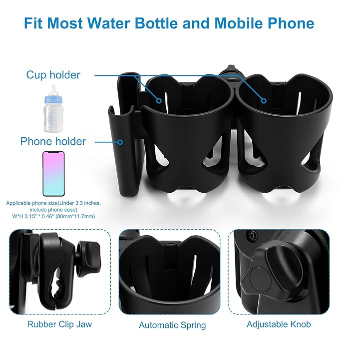 Accmor Universal Cup Holder, Stroller Cup Holder, 360° Rotatable Large Caliber Designed Bottle Holder for Stroller, Bike, Wheelchair, Walker, Scooter