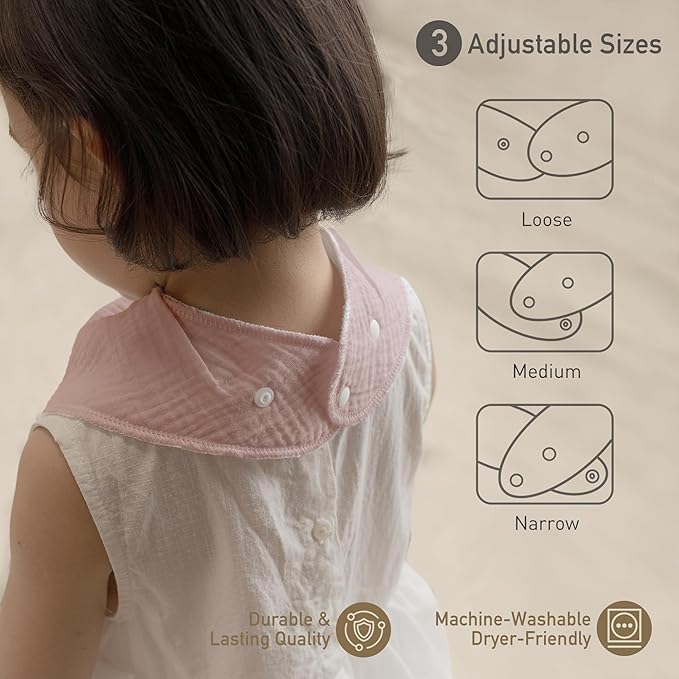 CIVARUA KIDS Muslin Baby Bibs 8 Pack, Baby Bandana Drool Bib for Drooling and Teething, Cotton Soft Absorbent for Girls Boys