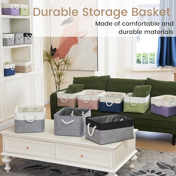 Large Storage Baskets- 15.7x11.8x8.26 inch Storage Bins for Shelves and Closet Organizing, Foldable Fabric Bin for Home Organization Clothes and Laundry (3-Pack, Gray)
