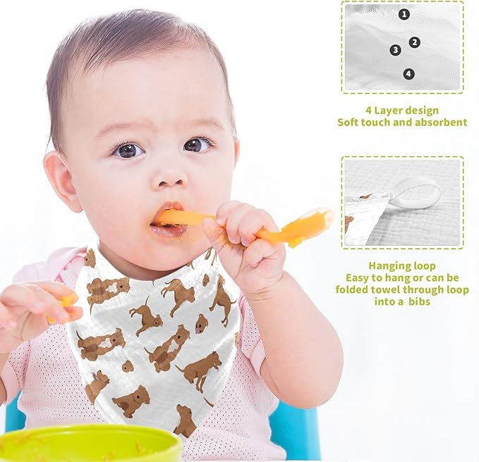vvfelixl Baby Cotton Washcloths Staffordshire Bull Terrier Infants Bath Towel for Unisex Face Towels for Newborn, Natural Baby Wipes Delicate Skin, 11.8 X 11.8 inch, one sizex5
